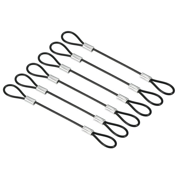 Uxcell Safety Cable Lock Steel Stage Lighting Security Wire Ropes Black 2mmx0.125m 6Pcs