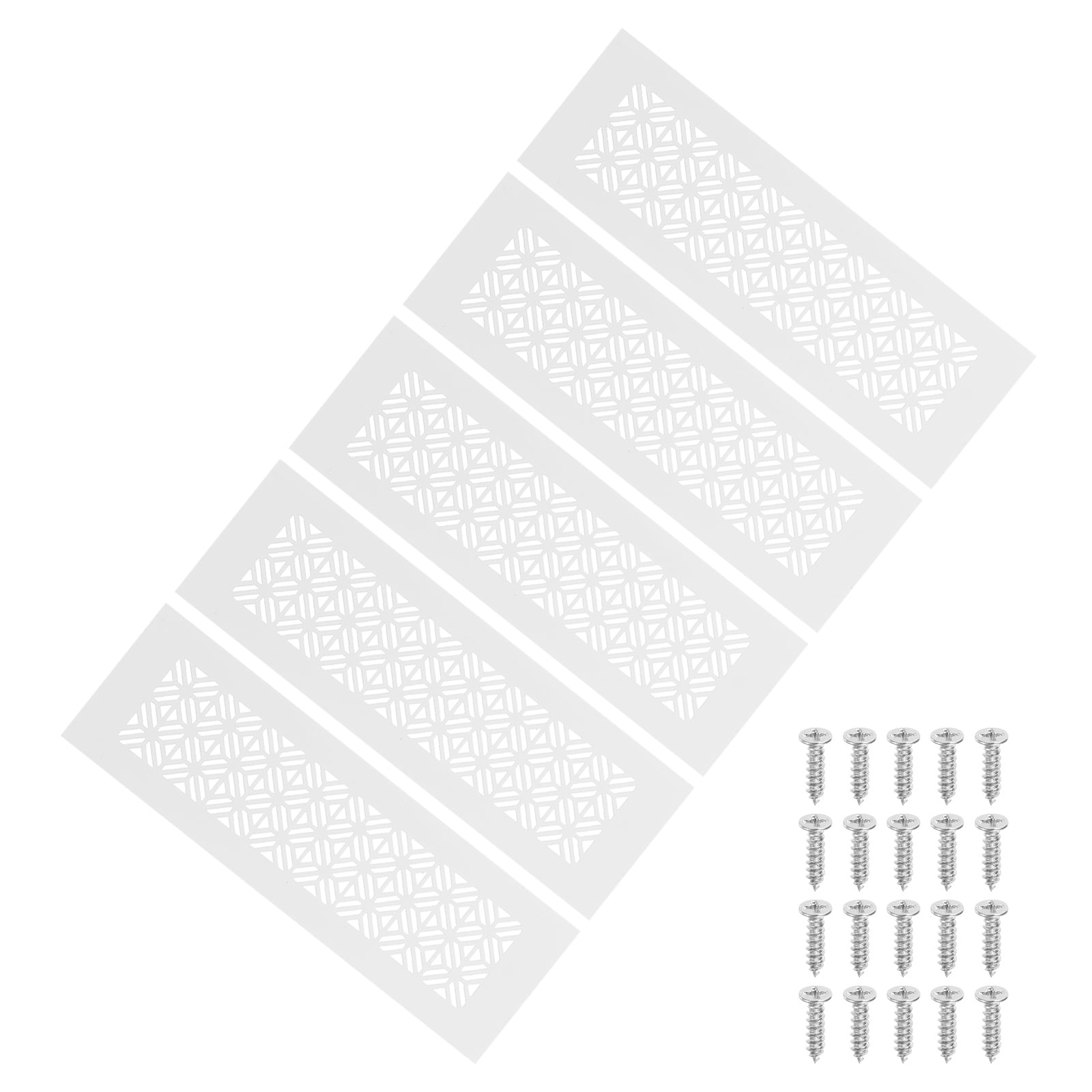 Uxcell 5 Set 10 x 3 Inch Door Air Vent Cover, Heavy Duty Aluminum Grille Ventilation Cover Louvered with Mounting Screws for Cabinet Wardrobe Door, White