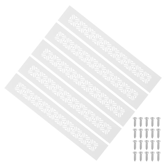 Uxcell 5 Set 12 x 2 Inch Door Air Vent Cover, Heavy Duty Aluminum Grille Ventilation Cover Louvered with Mounting Screws for Cabinet Wardrobe Door, White