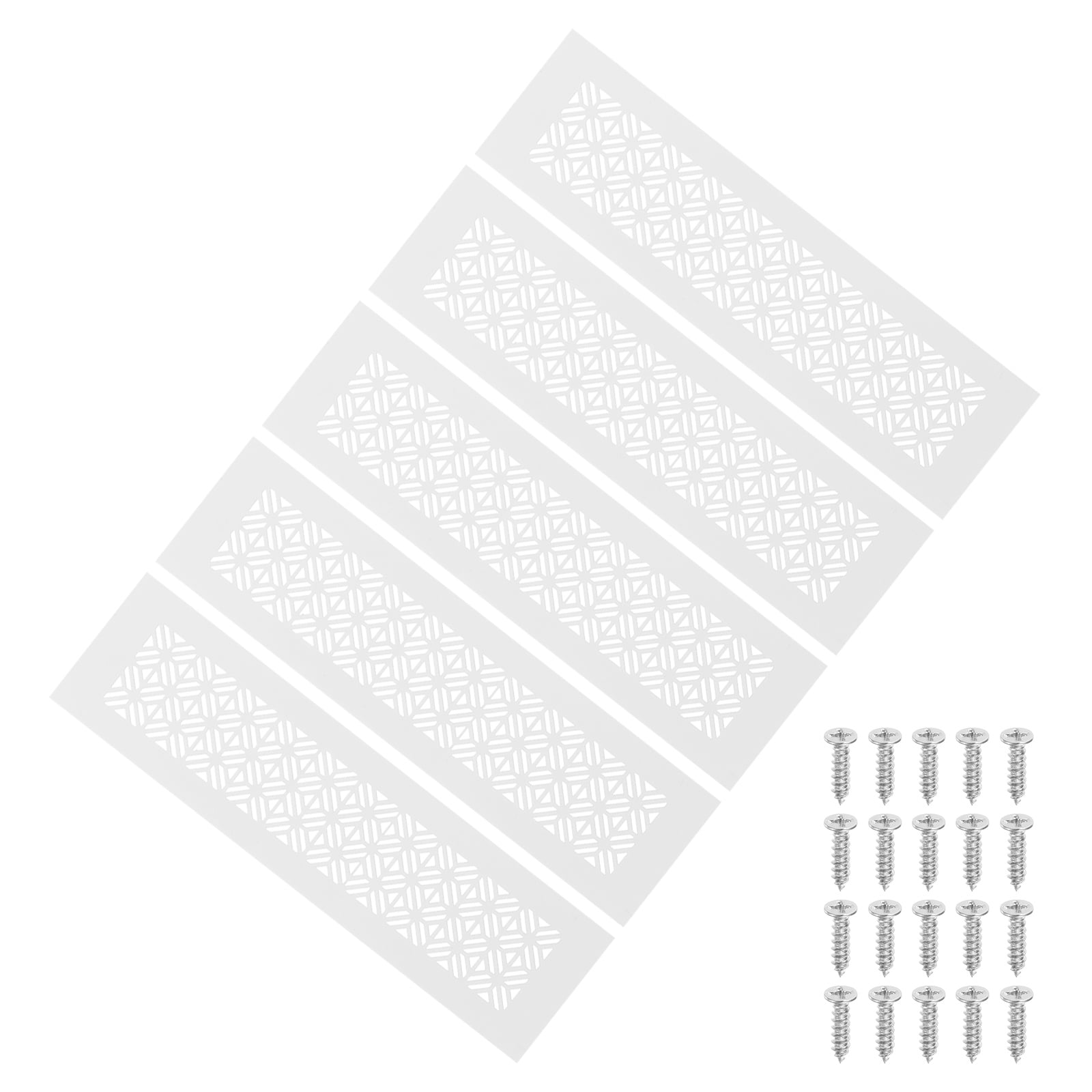 Uxcell 5 Set 12 x 3 Inch Door Air Vent Cover, Heavy Duty Aluminum Grille Ventilation Cover Louvered with Mounting Screws for Cabinet Wardrobe Door, White