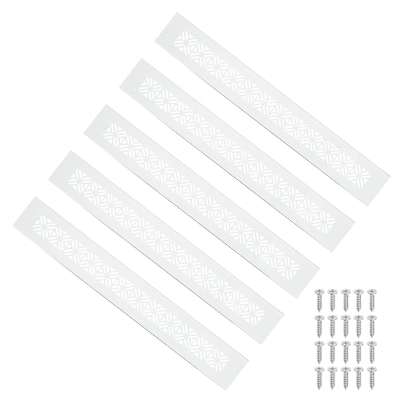 Uxcell 5 Set 14 x 2 Inch Door Air Vent Cover, Heavy Duty Aluminum Grille Ventilation Cover Louvered with Mounting Screws for Cabinet Wardrobe Door, Beige