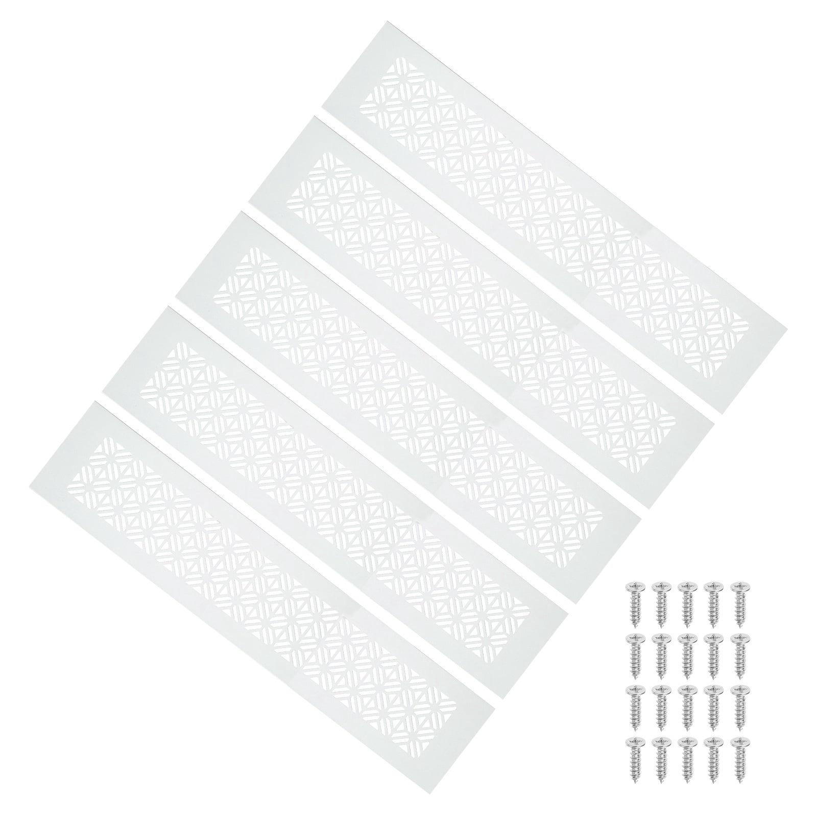 Uxcell 5 Set 14 x 3 Inch Door Air Vent Cover, Heavy Duty Aluminum Grille Ventilation Cover Louvered with Mounting Screws for Cabinet Wardrobe Door, Beige