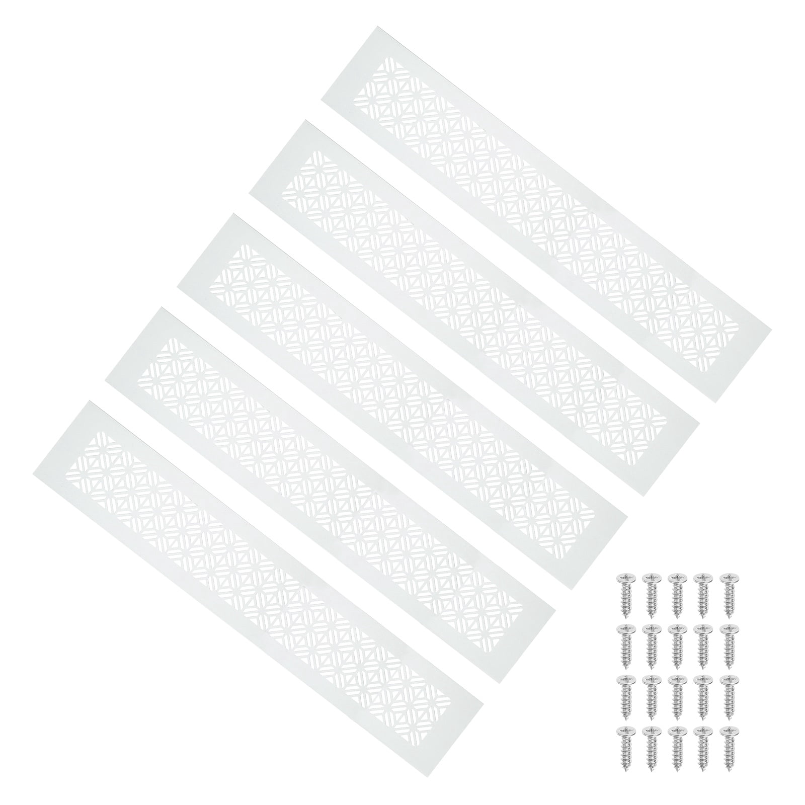Uxcell 5 Set 16 x 3 Inch Door Air Vent Cover, Heavy Duty Aluminum Grille Ventilation Cover Louvered with Mounting Screws for Cabinet Wardrobe Door, Beige
