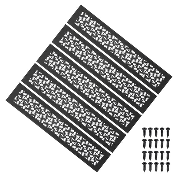 Uxcell 5 Set 16 x 3 Inch Door Air Vent Cover, Heavy Duty Aluminum Grille Ventilation Cover Louvered with Mounting Screws for Cabinet Wardrobe Door, Black