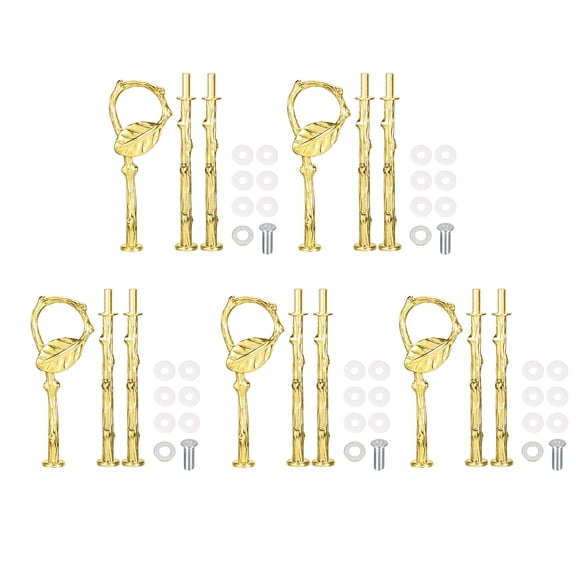 Uxcell 5 Set 3-Tier Cupcake Stand Hardware Fittings for Cake Stand, Leaf Gold