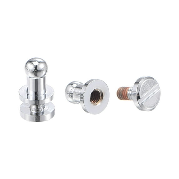 Uxcell 5 Set 4mm Solid Brass Round Head Stud Screw Rivets for Leather Belt Wallet Handbag Decoration, Silver Tone
