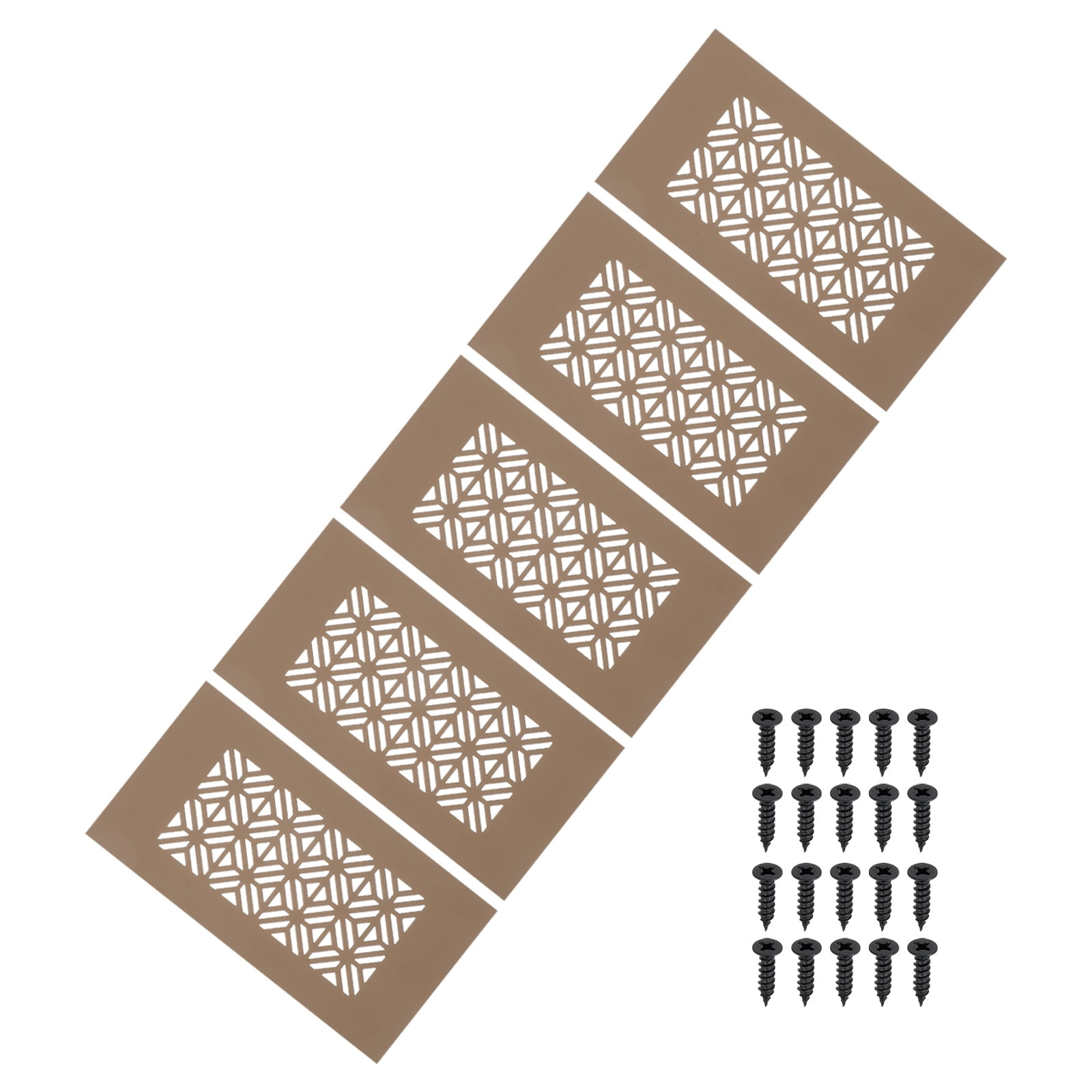 Uxcell 5 Set 6 x 3 Inch Door Air Vent Cover, Heavy Duty Aluminum Grille Ventilation Cover Louvered with Mounting Screws for Cabinet Wardrobe Door, Brown