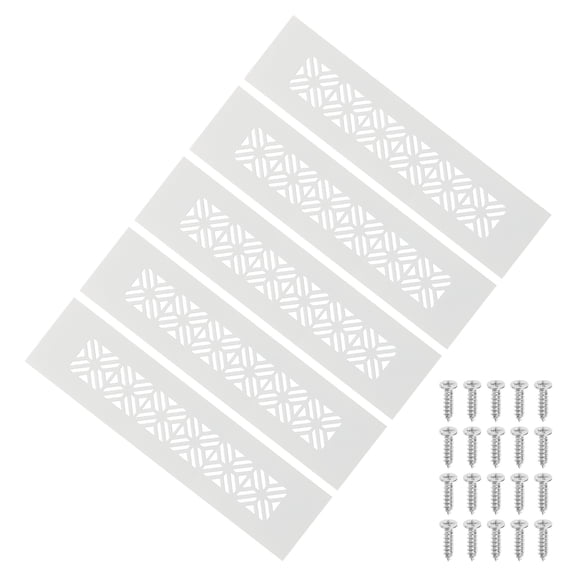 Uxcell 5 Set 8 x 2 Inch Door Air Vent Cover, Heavy Duty Aluminum Grille Ventilation Cover Louvered with Mounting Screws for Cabinet Wardrobe Door, White