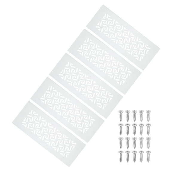 Uxcell 5 Set 8 x 3 Inch Door Air Vent Cover, Heavy Duty Aluminum Grille Ventilation Cover Louvered with Mounting Screws for Cabinet Wardrobe Door, Beige