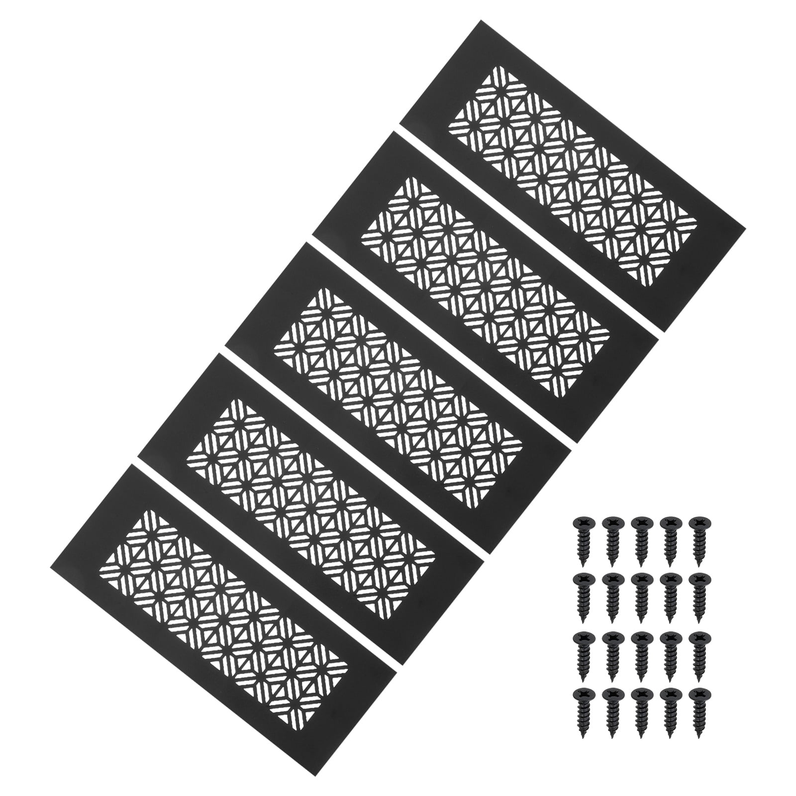 Uxcell 5 Set 8 x 3 Inch Door Air Vent Cover, Heavy Duty Aluminum Grille Ventilation Cover Louvered with Mounting Screws for Cabinet Wardrobe Door, Black