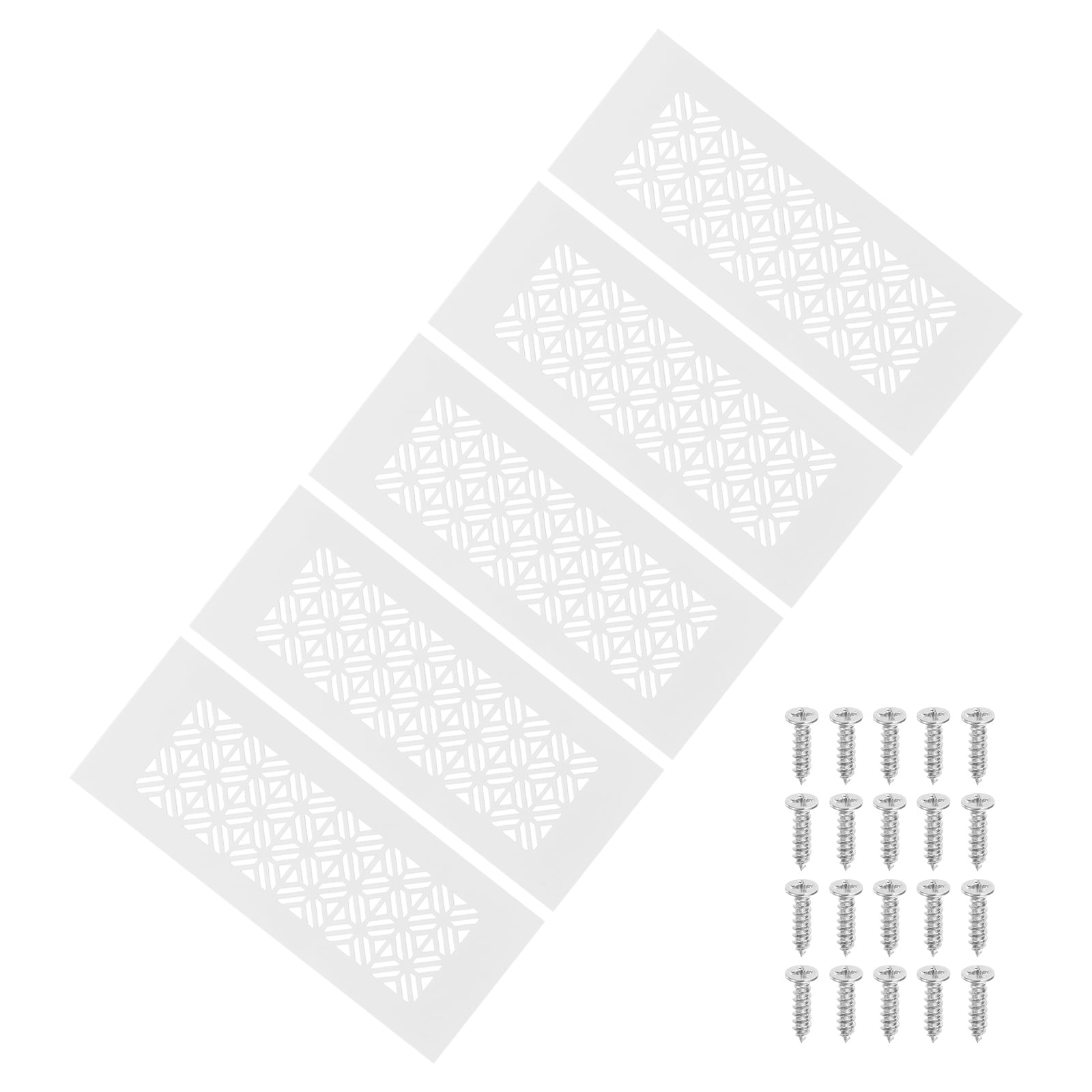 Uxcell 5 Set 8 x 3 Inch Door Air Vent Cover, Heavy Duty Aluminum Grille Ventilation Cover Louvered with Mounting Screws for Cabinet Wardrobe Door, White