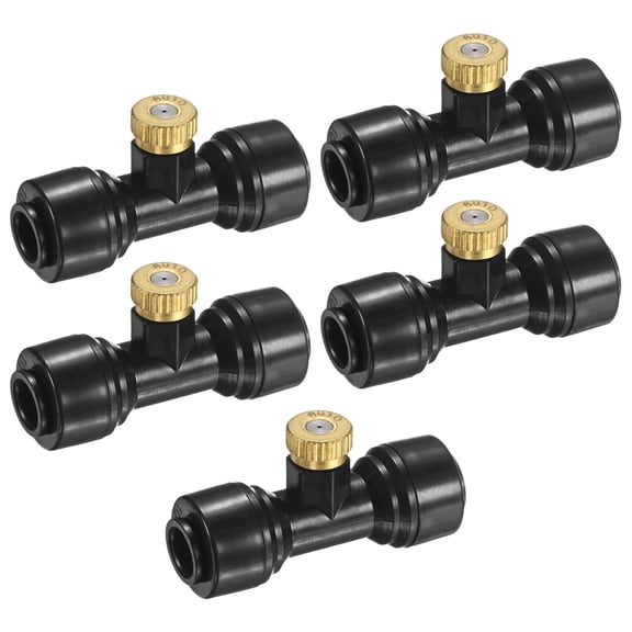 Uxcell 5-Set Brass Misting Nozzles Tees, 0.024inch/0.6mm Orifice Heavy Duty 10/24 UNC Screw Thread Misting Nozzle Plug