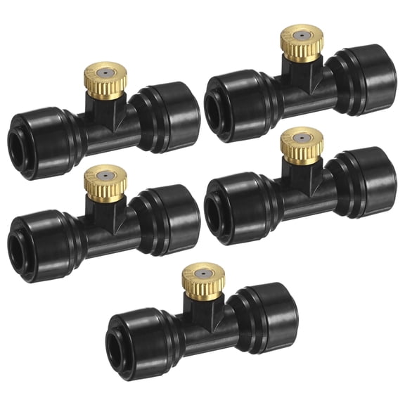 Uxcell 5-Set Brass Misting Nozzles Tees, 0.028inch/0.7mm Orifice Heavy Duty 10/24 UNC Screw Thread Misting Nozzle Plug