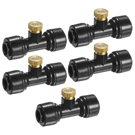 Uxcell 5-Set Brass Misting Nozzles Tees, 0.02inch/0.5mm Orifice Heavy Duty 10/24 UNC Screw Thread Misting Nozzle Plug