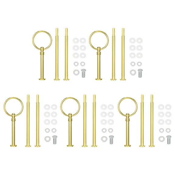 Uxcell 5 Set Cake Tray Stand Handle Plate Hardware Fitting, 3-Tiers Round Gold