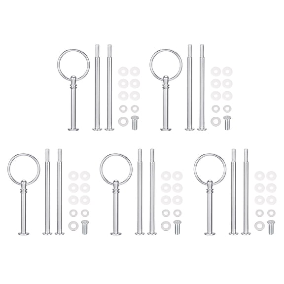 Uxcell 5 Set Cake Tray Stand Handle Plate Hardware Fitting, 3-Tiers Round Silver