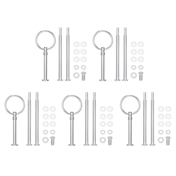 Uxcell 5 Set Cake Tray Stand Handle Plate Hardware Fitting, 3-Tiers Round Silver
