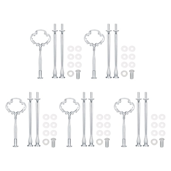 Uxcell 5 Set Cake Tray Stand Handle Plate Hardware Fitting, 3-Tiers Sunflower Silver
