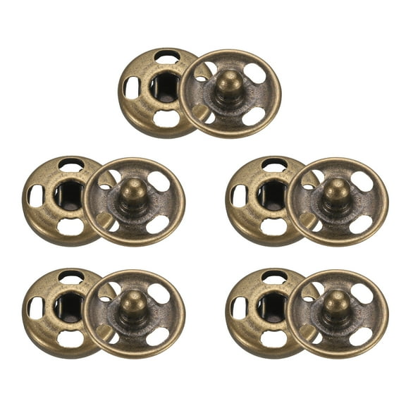 Uxcell 5 Set Sew-on Snap Buttons 10mm Metal Snap Fastener Buttons, Bronze