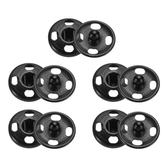 Uxcell 5 Set Sew-on Snap Buttons 10mm Metal Snap Fastener Buttons, Matt Black