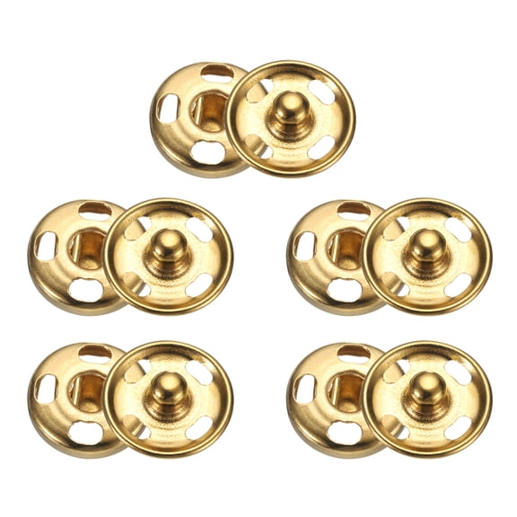 Uxcell 5 Set Sew-on Snap Buttons 12mm Metal Snap Fastener Buttons, Gold
