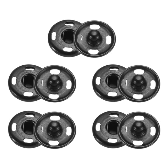 Uxcell 5 Set Sew-on Snap Buttons 12mm Metal Snap Fastener Buttons, Matt Black