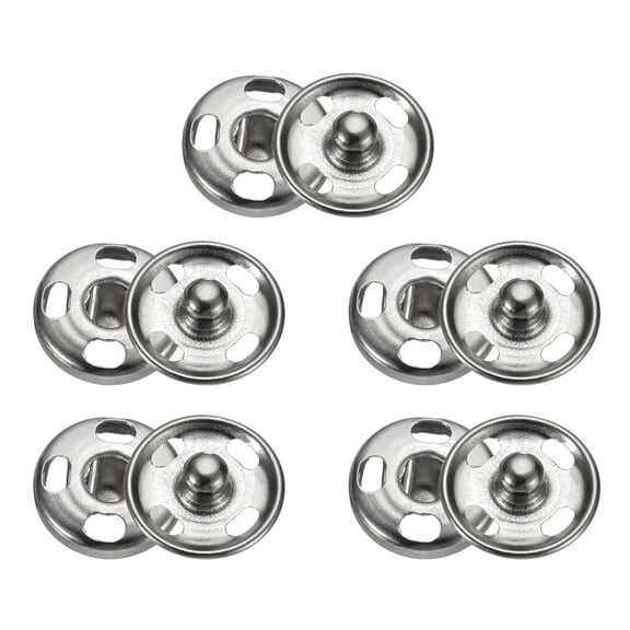 Uxcell 5 Set Sew-on Snap Buttons 12mm Metal Snap Fastener Buttons, Silver