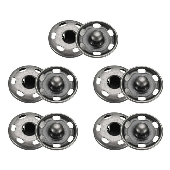 Uxcell 5 Set Sew-on Snap Buttons 19mm Metal Snap Fastener Buttons, Black