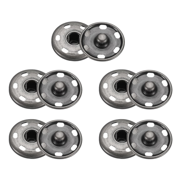Uxcell 5 Set Sew-on Snap Buttons 21mm Metal Snap Fastener Buttons, Black