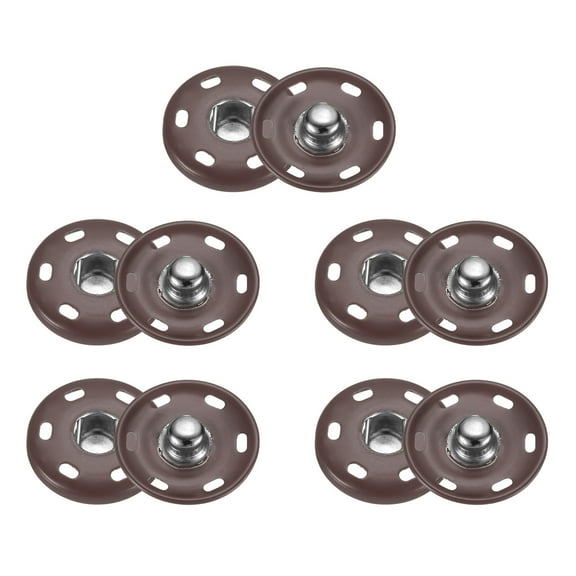 Uxcell 5 Set Sew-on Snap Buttons 21mm Metal Snap Fastener Buttons, Coffee