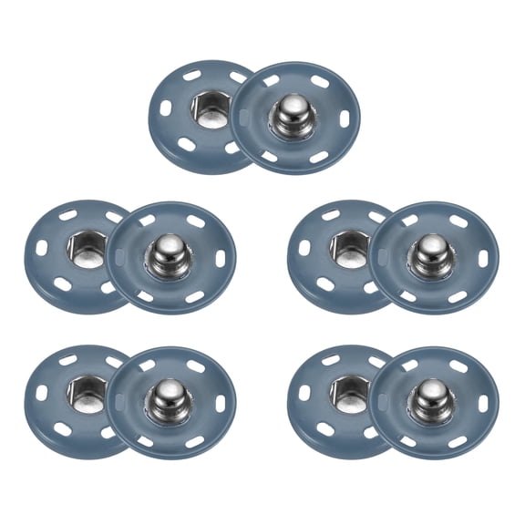 Uxcell 5 Set Sew-on Snap Buttons 21mm Metal Snap Fastener Buttons, Lake Blue