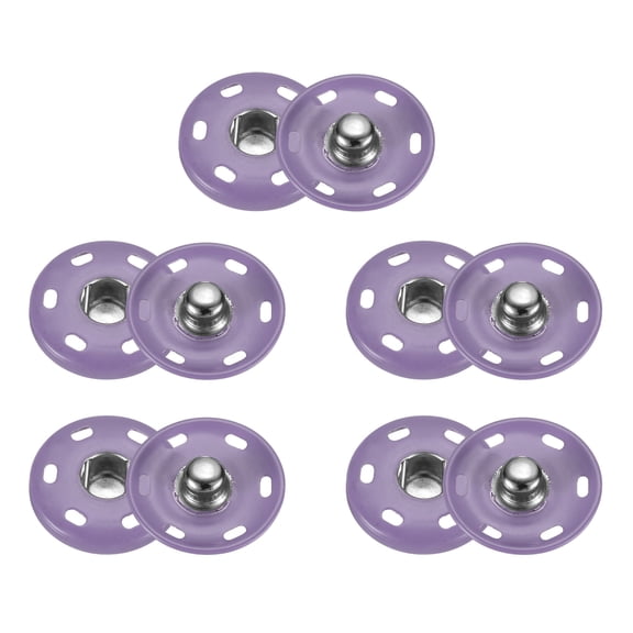 Uxcell 5 Set Sew-on Snap Buttons 21mm Metal Snap Fastener Buttons, Light Purple