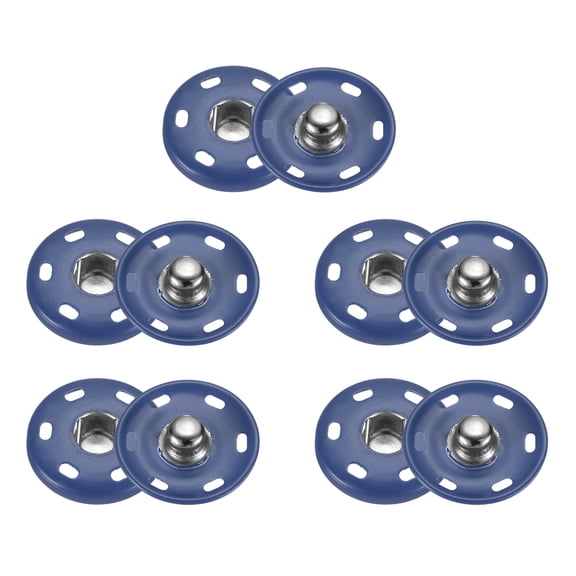 Uxcell 5 Set Sew-on Snap Buttons 21mm Metal Snap Fastener Buttons, Navy Blue