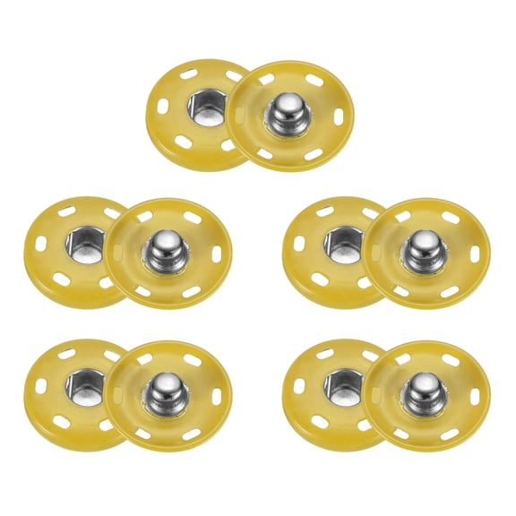 Uxcell 5 Set Sew-on Snap Buttons 21mm Metal Snap Fastener Buttons, Yellow