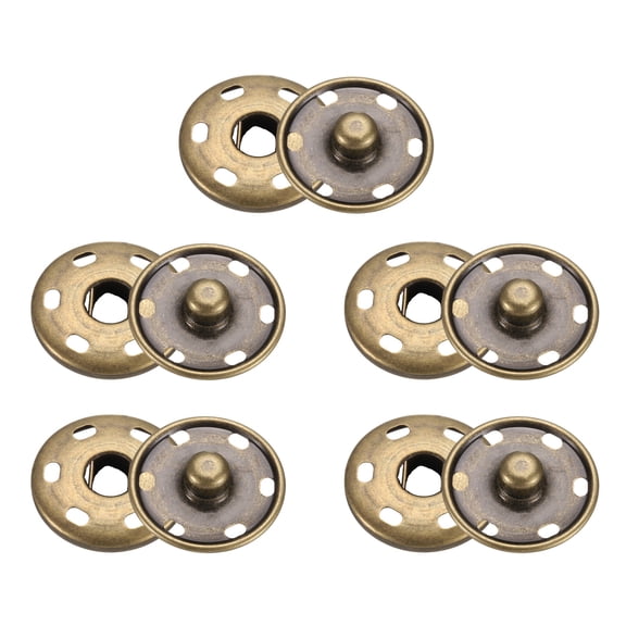 Uxcell 5 Set Sew-on Snap Buttons 23mm Metal Snap Fastener Buttons, Bronze