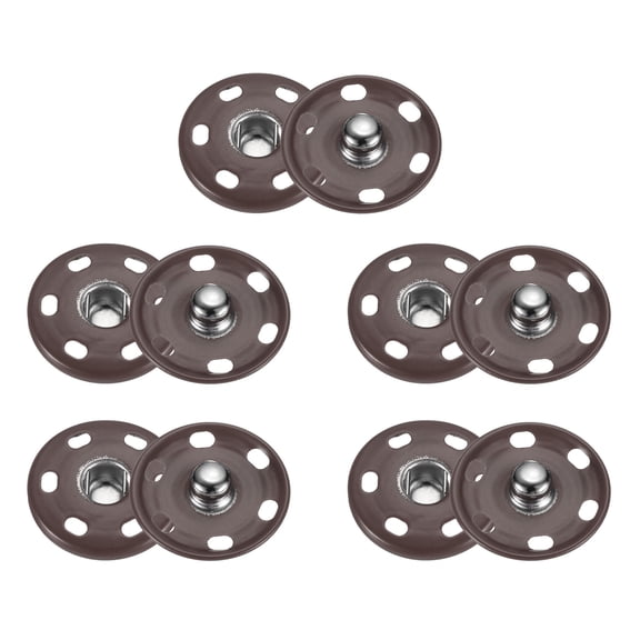 Uxcell 5 Set Sew-on Snap Buttons 25mm Metal Snap Fastener Buttons, Coffee