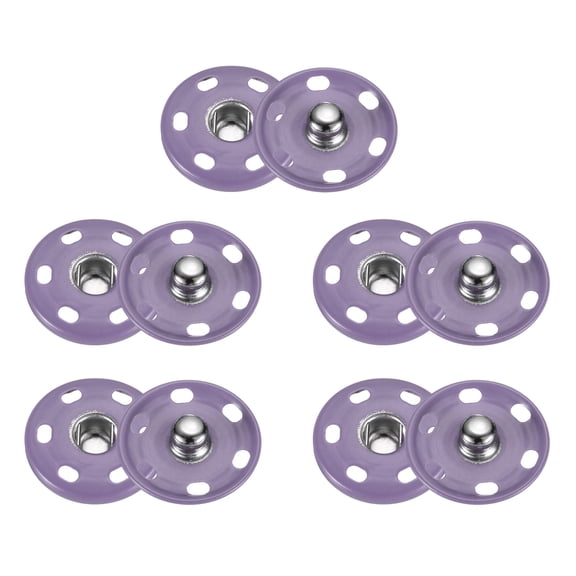 Uxcell 5 Set Sew-on Snap Buttons 25mm Metal Snap Fastener Buttons, Light Purple