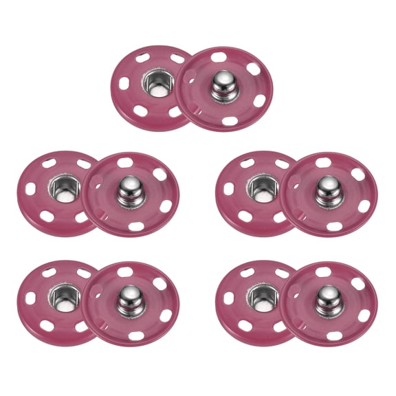 Uxcell 5 Set Sew-on Snap Buttons 25mm Metal Snap Fastener Buttons, Rose Red