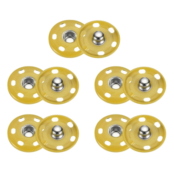 Uxcell 5 Set Sew-on Snap Buttons 25mm Metal Snap Fastener Buttons, Yellow