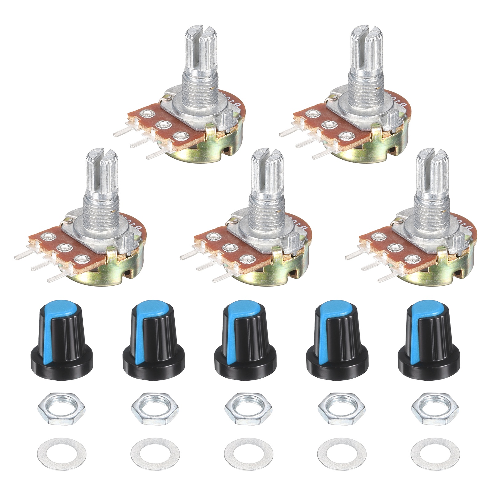 Uxcell 5 Set WH148 100K Potentiometer Kit, Ohm Variable Resistor Linear ...
