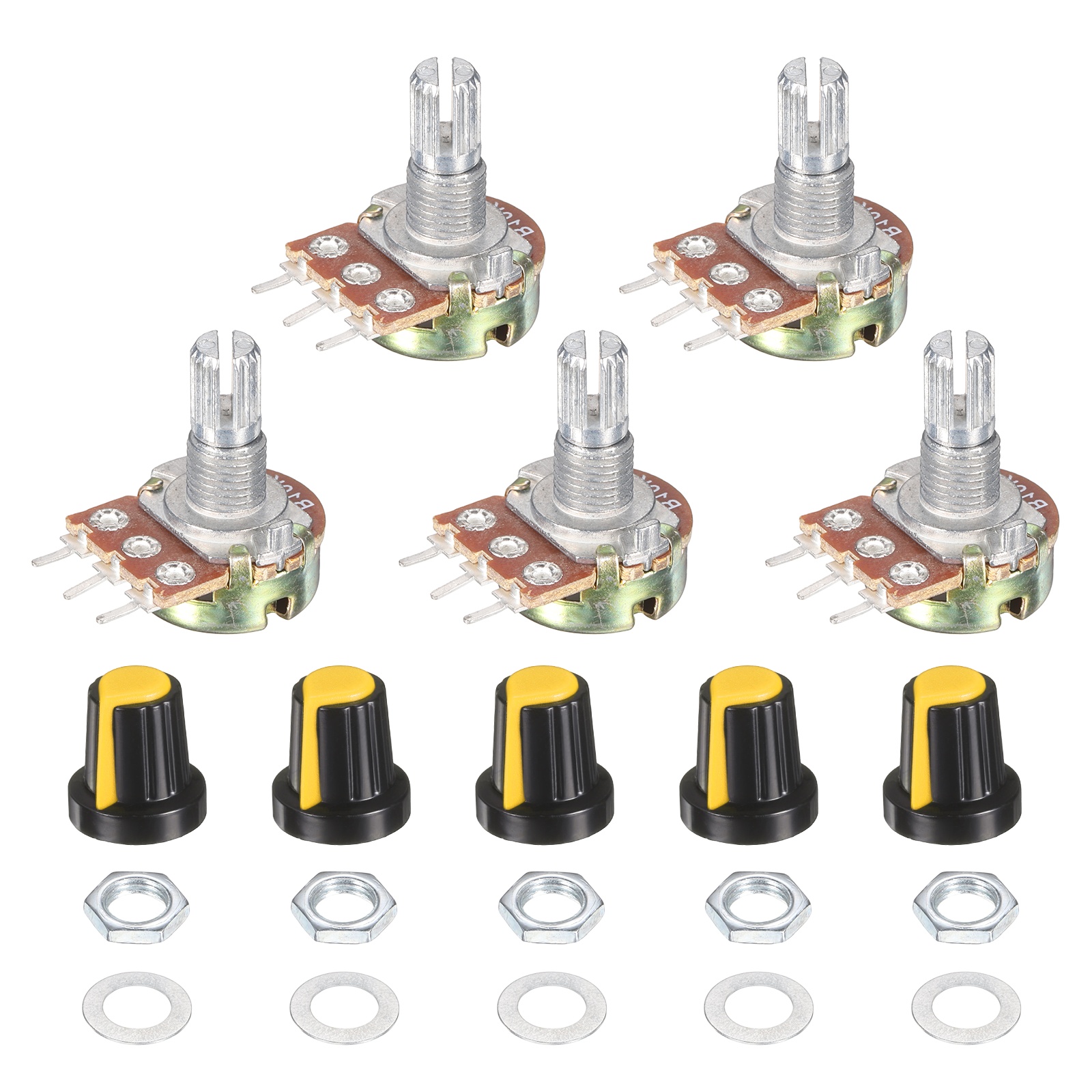 Uxcell 5 Set WH148 10K Potentiometer Kit, Ohm Variable Resistor Linear ...