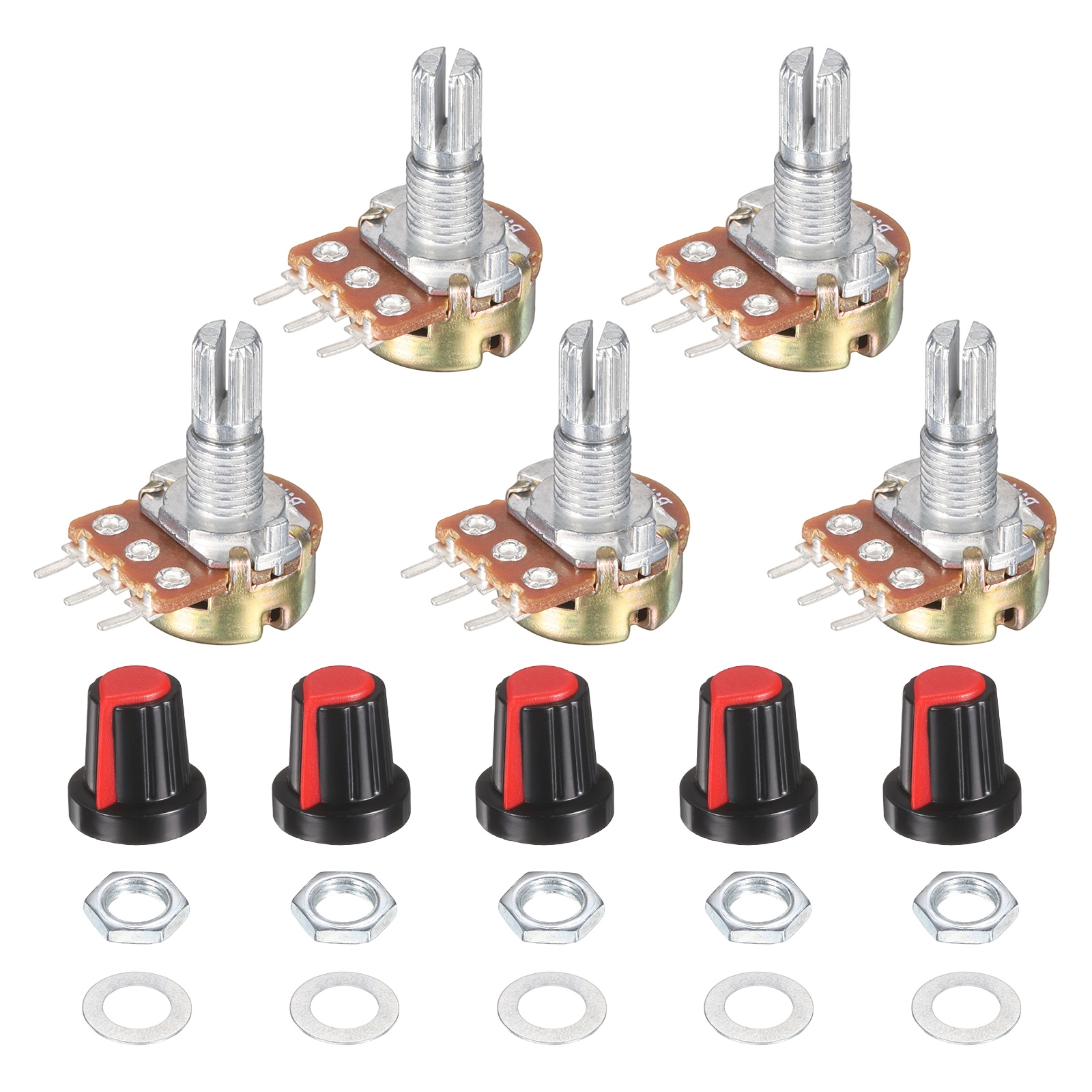 Uxcell 5 Set WH148 1K Potentiometer Kit, Ohm Variable Resistor Linear ...