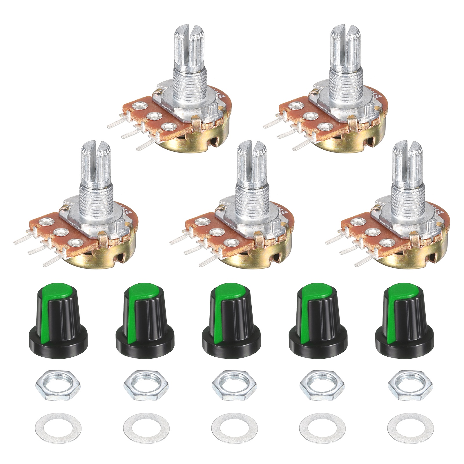 Uxcell 5 Set WH148 1M Potentiometer Kit, Ohm Variable Resistor Linear ...