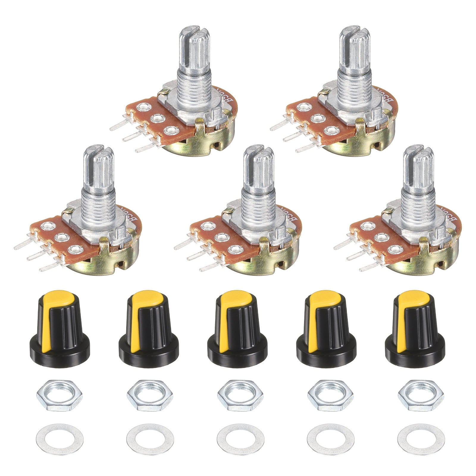 Uxcell 5 Set WH148 20K Potentiometer Kit, Ohm Variable Resistor Linear ...