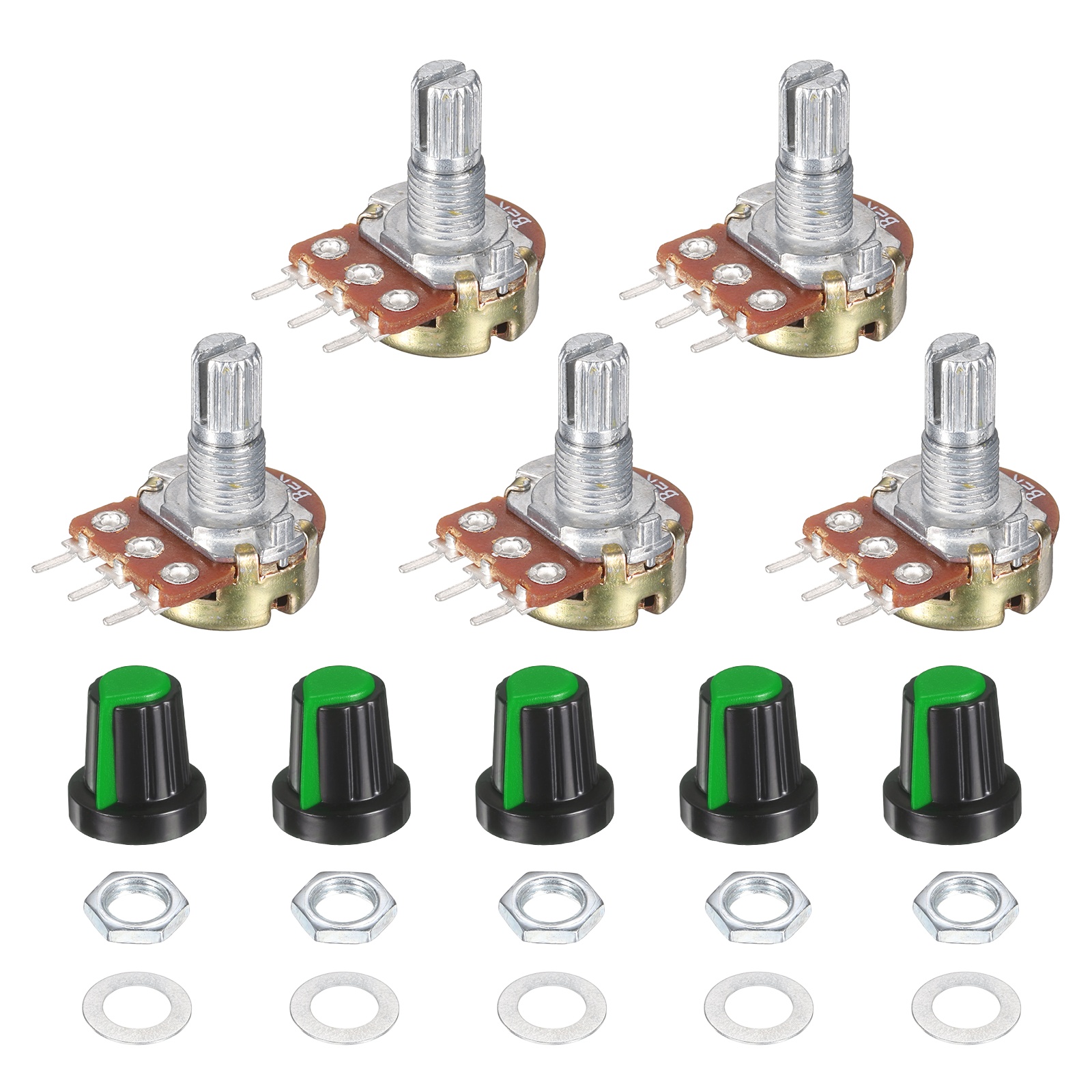 Uxcell 5 Set WH148 5K Potentiometer Kit, Ohm Variable Resistor Linear ...