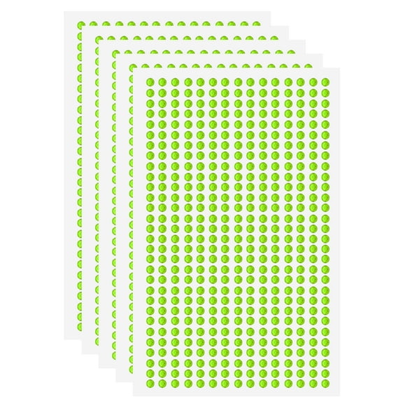 Uxcell 5 Sheet/2250pcs Rhinestone Adhesive Stickers Self Adhesive Acrylic Gem Sticker 3mm Plastic Face Bling Gem Stones Jewel for Nail Art Craft Clothes DIY Makeup Decoration, Green