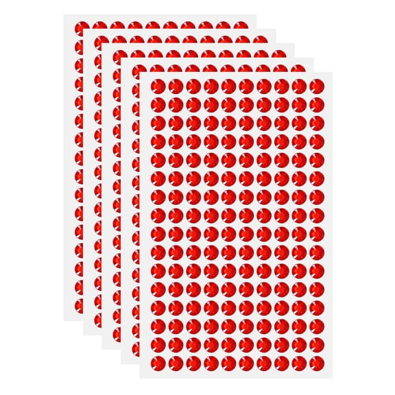 Uxcell 5 Sheet/800pcs Rhinestone Adhesive Stickers Self Adhesive Acrylic Gem Sticker 6mm Plastic Face Bling Gem Stones Jewel for Nail Art Craft Clothes DIY Makeup Decoration, Red