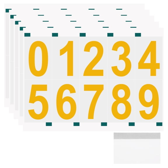 Uxcell 5 Sheets/50 Pack Reflective Mailbox Numbers for Outside, 2 Inch 0-9 Vinyl Self-Adhesive Numbers Stickers Waterproof House Sticker with Scraper for Signs Doors Address, Gold