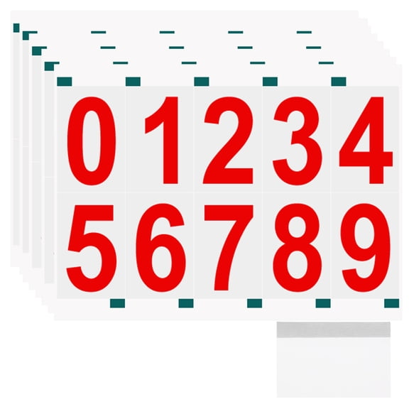 Uxcell 5 Sheets/50 Pack Reflective Mailbox Numbers for Outside, 3 Inch 0-9 Vinyl Self-Adhesive Numbers Stickers Waterproof House Sticker with Scraper for Signs Doors Address, Red