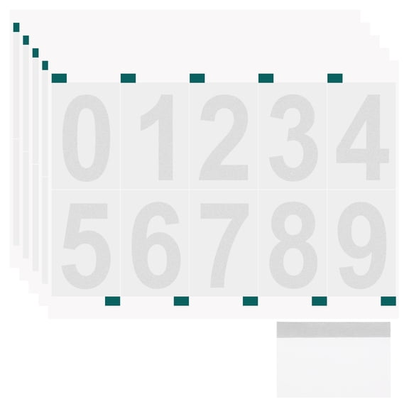 Uxcell 5 Sheets/50 Pack Reflective Mailbox Numbers for Outside, 4 Inch 0-9 Vinyl Self-Adhesive Numbers Stickers Waterproof House Sticker with Scraper for Signs Doors Address, White